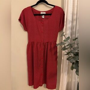 VTG Jennifer Moore Red Ditsy Polka Dot Button-Front Dress | Cottagecore Retro